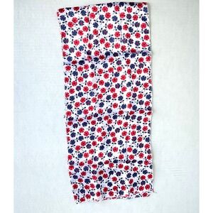 SCARF Red and blue flowers Scarf 100% Polyester 47" x 10.5" Light & Fresh